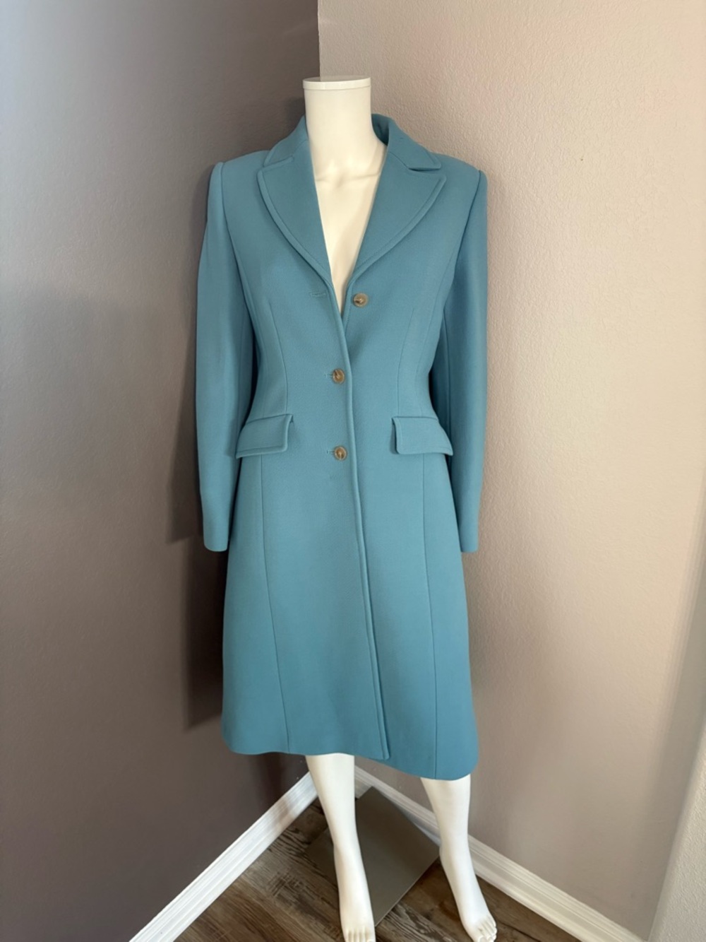J. Crew Women's Light Teal Single-Breasted Long Coat